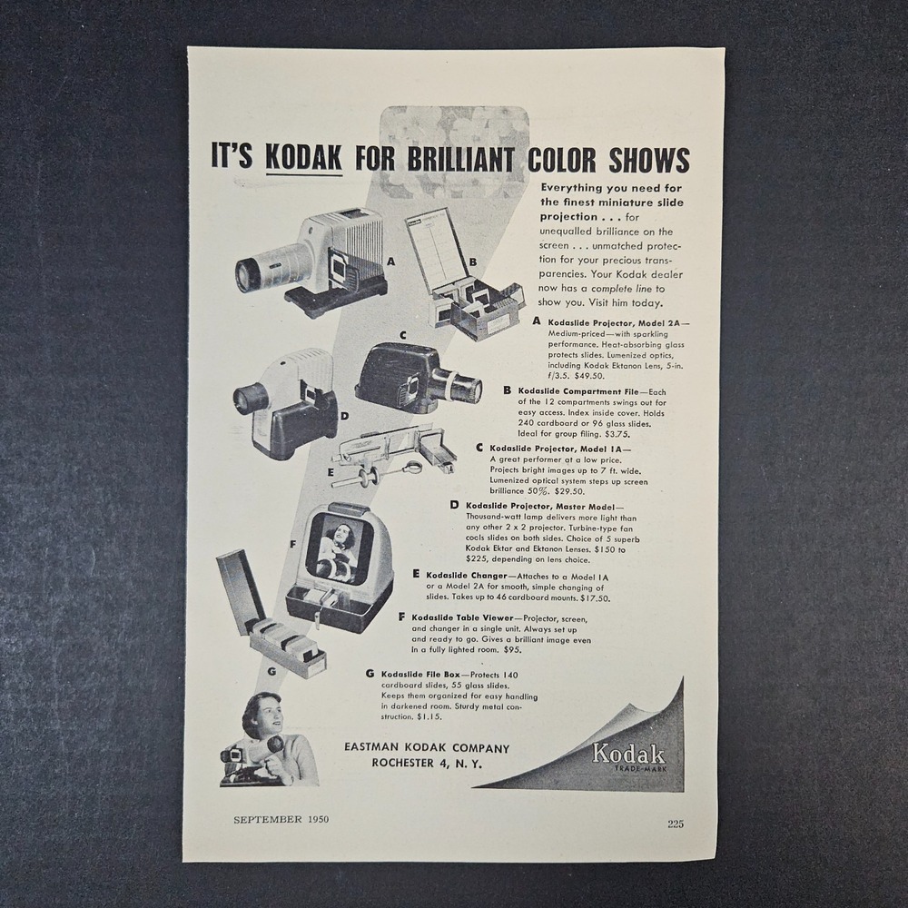 1950 Eastman Kodak Company Brilliant Color Shows Vintage Print Ad Rochester‎ NY